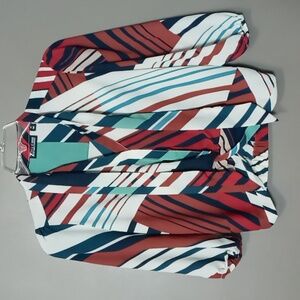 7th Avenue Striped Blouse w Front Tie and Waist Knot Size XS